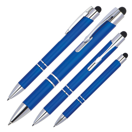 Długopis plastikowy touch pen z podświetlanym logo WORLD niebieski 089204 