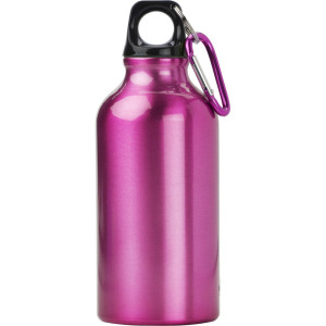 Bidon, butelka sportowa 400 ml z karabińczykiem różowy