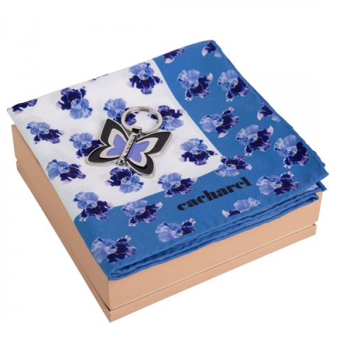 Zestaw brelok CAK037N ONTIA NAVY + apaszka CFM034L HORTENSE BRIGHT BLUE Niebieski CPKM034L 