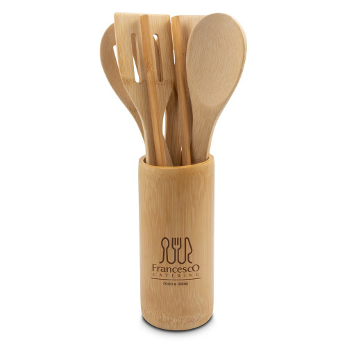 Zestaw bambusowych akcesoriów kuchennych w stojaku, 6 el. | Reese Drewno V0904-17 (8)