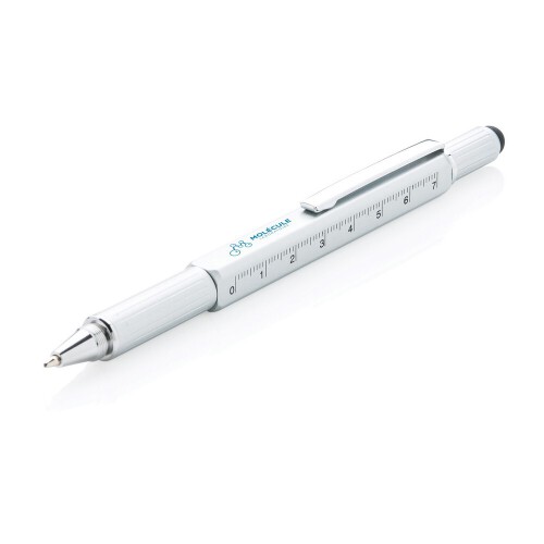 Długopis wielofunkcyjny, poziomica, śrubokręt, touch pen srebrny V1996-32 (8)