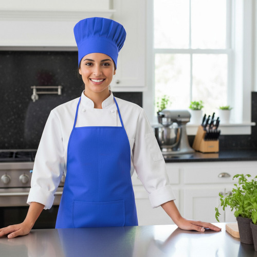 Zestaw małego kucharza, fartuch kuchenny i czapka kucharska, rozmiar dziecięcy | Nedina Granatowy VA063-04 (1)