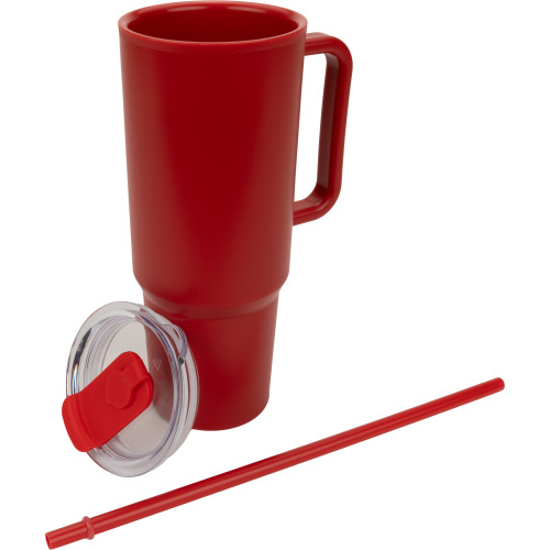Kubek ze słomką XXL 1200 ml TEODORA Czerwony 8468605 (1)
