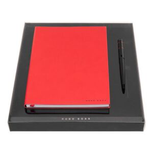 Zestaw upominkowy HUGO BOSS długopis i notes A5 - HNH121PL + HSC2414P Czerwony