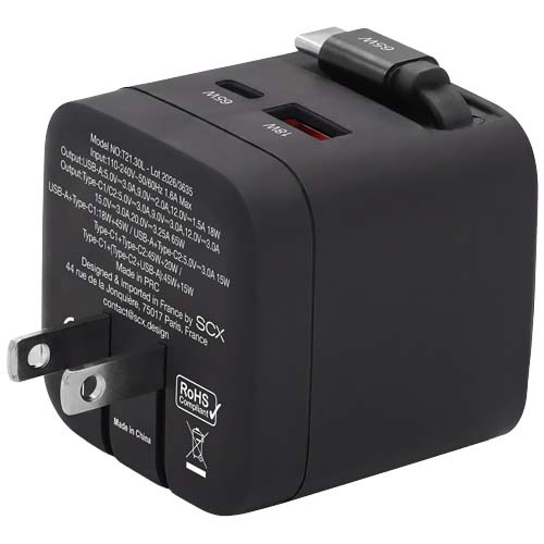 Adapter podróżny SCX.design T21 65 W Czarny 1PX23890 (3)