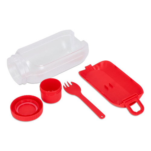 Pudełko na lunch z przegródką na sos, z łyżką i widelcem Czerwony LT90427-N0021 (1)