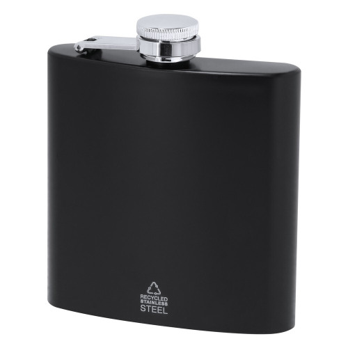 Piersiówka 175 ml ze stali nierdzewnej z recyklingu Czarny VA707-03 