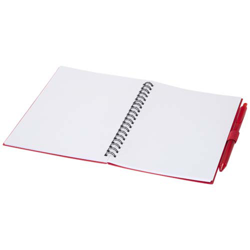 Niove zestaw notatnik w miękkiej okładce z tworzyw sztucznych pochodzących z recyklingu i długopis (niebieski tusz) Czerwony 10629821 (4)