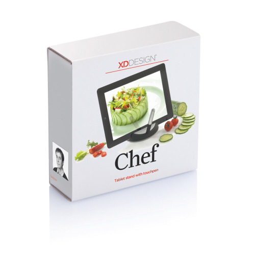 Stojak na tablet Chef, touch pen Czarny, srebrny P261.171 (4)
