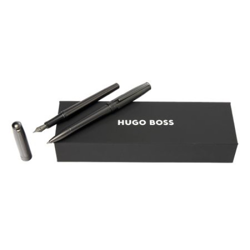 Zesatw upominkowy Hugo Boss pióro wieczne i długopis - HSY4872D + HSY4874D Ciemnoszary HPBP487D 