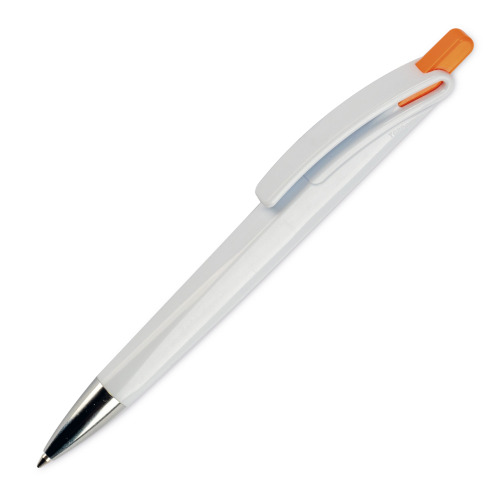 Długopis RIva w mocnym kolorze Biały / pomarańczowy LT80835-N0126 