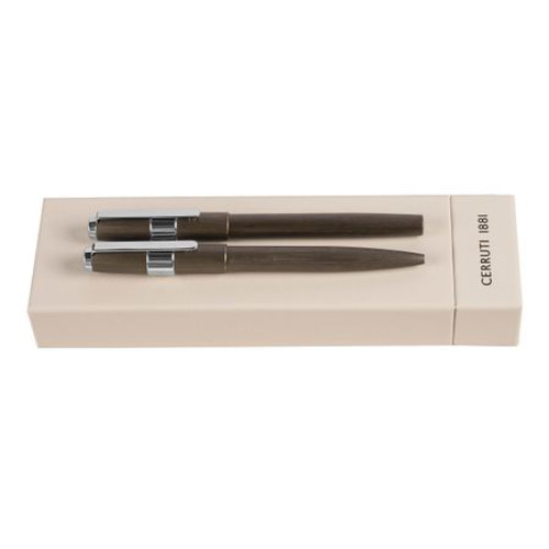 Zestaw upominkowy Cerruti 1881 długopis i pióro wieczne - NSW3562D + NSW3564D Szary NPBP356D 
