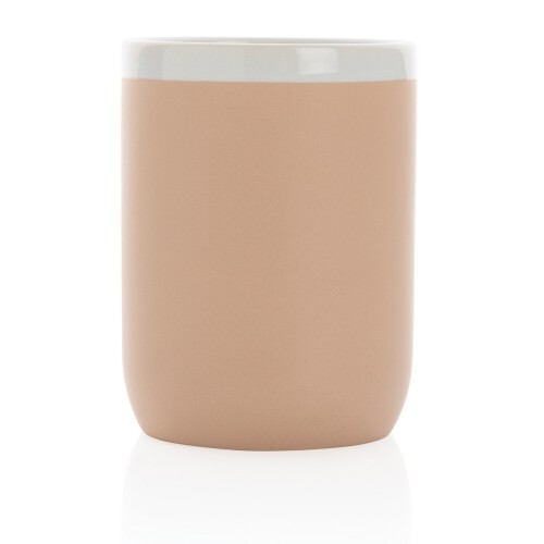 Kubek ceramiczny 300 ml biały, brązowy P434.099 (3)