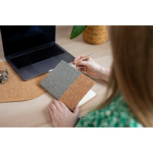 Korkowy notatnik A5 z długopisem | Layla Szary V0056-19 (1)