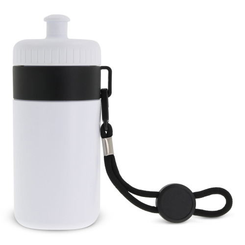 Bidon Sportowy Z Obwódka I Kolorowym Sznurkiem 500ml Biały / czarny LT98785-N0102 