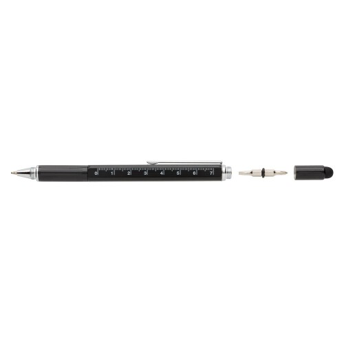 Długopis wielofunkcyjny, poziomica, śrubokręt, touch pen czarny V1996-03 (2)