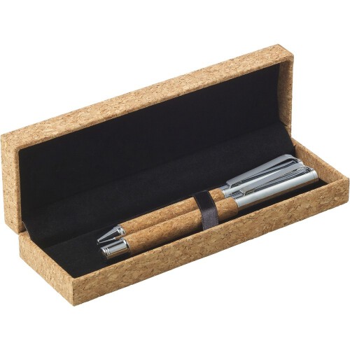 Zestaw piśmienny, długopis, pióro kulkowe jasnobrązowy V1964-18 (3)