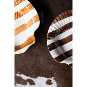 Talerz AROMA Stripe, jasnobrązowy/biały