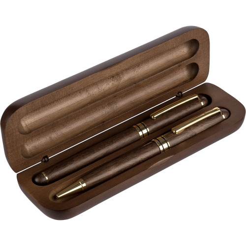 Zestaw piśmienniczy, długopis i pióro kulkowe Brązowy VB206-16 