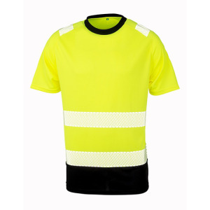Koszulka Męska Ostrzegawcza Poliester Recykling - Fluorescent Orange & Black