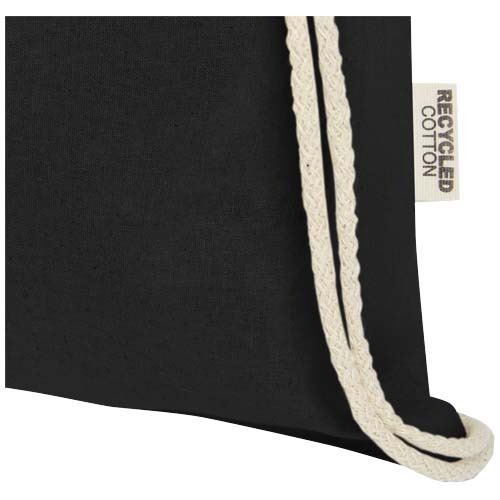 Oregon ściągana sznurkiem torba na zakupy z bawełny z recyklingu z certyfikatem GRS 140 g/m² Czarny 12073590 (4)