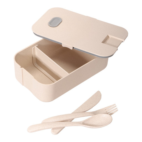 Bambusowe pudełko śniadaniowe 850 ml B'RIGHT, sztućce Neutralny V8831-00 (5)