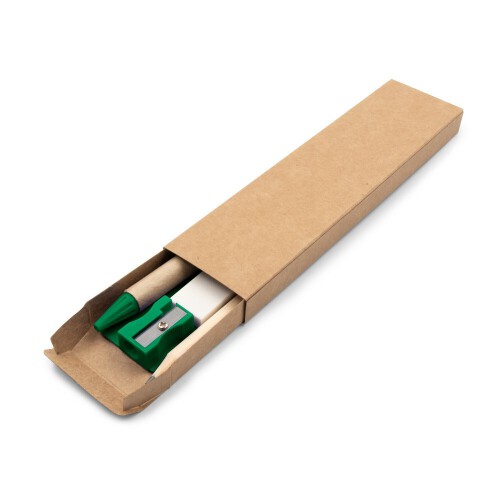 Zestaw szkolny, ołówek, długopis, gumka, temperówka, linijka zielony V7869-06 (3)