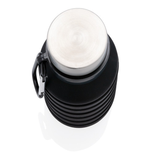Składana butelka sportowa 550 ml z karabińczykiem Czarny P432.621 (6)