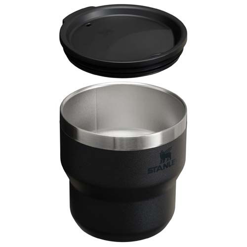 Termoizolowany kubek kempingowy Stanley Stay Hot 295 ml ze stali nierdzewnej, umożliwiający wkładanie kubków jeden w drugi Czarny 10097390 