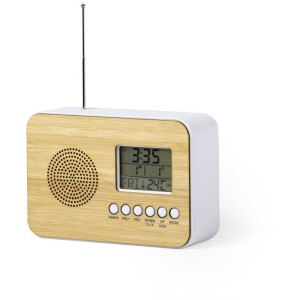 Zegar na biurko z alarmem, radio brązowy