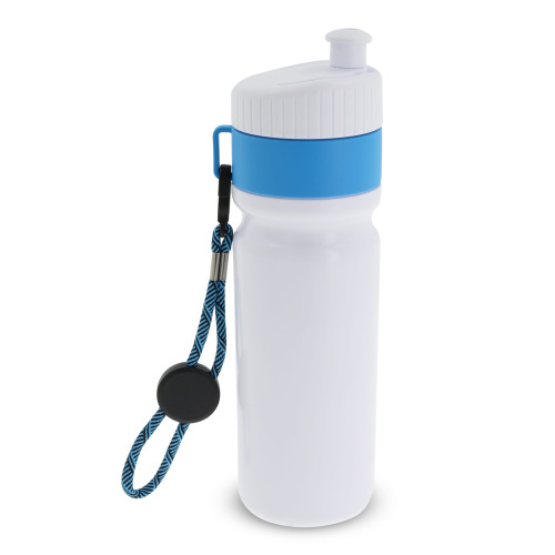 Bidon Sportowy Z Obwódka I Kolorowym Sznurkiem 750ml Biały / jasnoniebieski LT98736-N0112 (1)