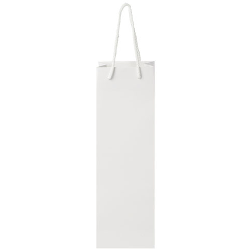 Ręcznie robiona torba na butelkę wina z papieru integra z plastikowymi uchwytami – 12 x 9 x 37 cm Biały 1ZB00701 (2)