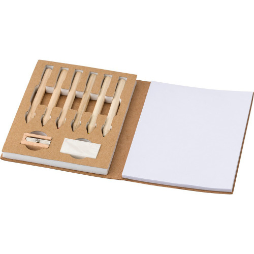 Zestaw do rysowania, notatnik, kredki, gumka, temperówka Neutralny V8094-00 (1)