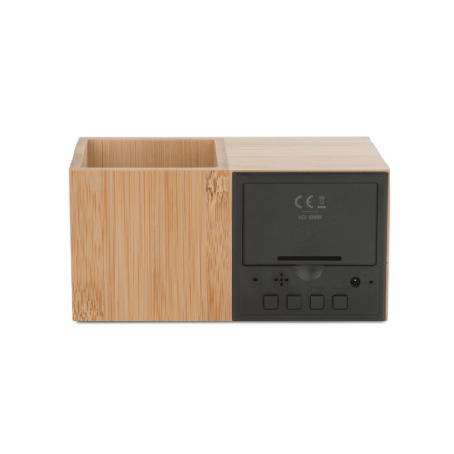 Zegar z przybornikiem na biurko BAMBOO Brązowy 03089 (4)