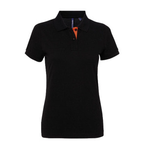 Koszulka Polo Damska Taliowana Bawełniana - Navy & Red