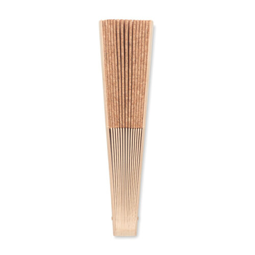 Drewniany wachlarz z korkiem beżowy MO6232-13 (2)