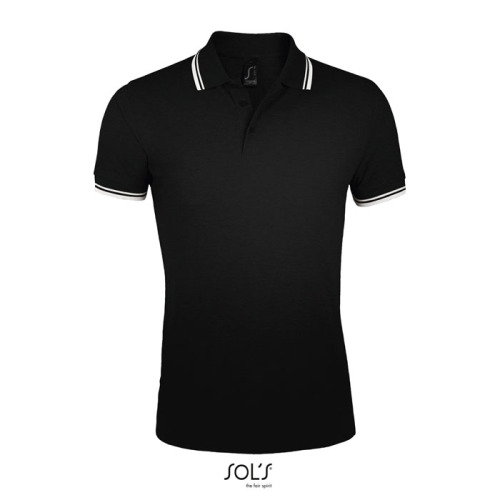 PASADENA męskie polo 200g Negro/Blanco S00577-BC-XXL 