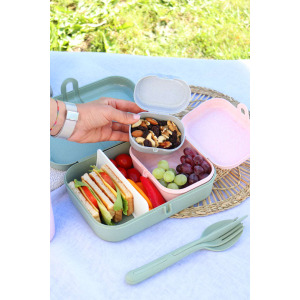 Zestaw 3 lunchboxów ze sztućcami Pascal ready organic szary 3168668