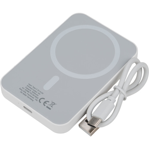 Power bank 5000 mAh z ładowarką indukcyjną WELS Biały 436606 (2)