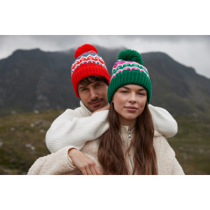 Czapka Beanie Klasyczna Fair Isle z Pomponem