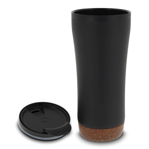 Kubek o podwójnych ściankach z korkową podstawą 480ml Czarny LT98848-N0002 (1)