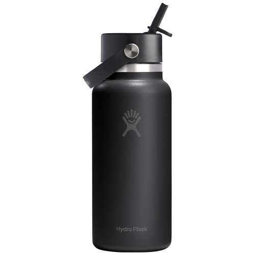 Hydro Flask Wide Mouth 946 ml – termoizolowana butelka na wodę ze stali nierdzewnej, z nakrętką ze słomką Biały 10099201 (1)