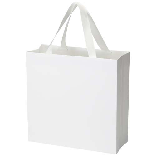 Torba papierowa Smartfold 210 g/m² z uchwytami ze wstążki i matowym laminowaniem – 31 x 12 x 31 cm Biały 1ZM01801 (2)