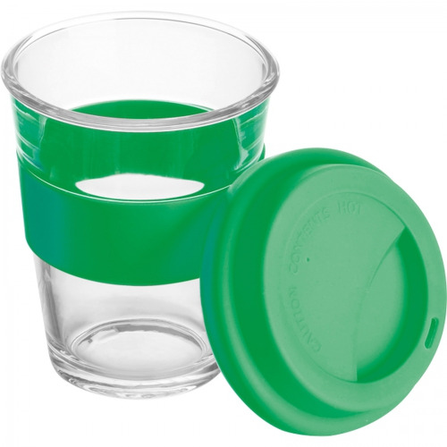 Kubek szklany z pokrywką 300 ml AMANDA Zielony 6257209 (2)