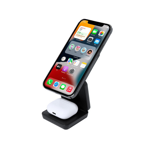 Magnetyczna ładowarka bezprzewodowa 15W z RABS, 3 w 1, stojak na telefon Czarny VA604-03 