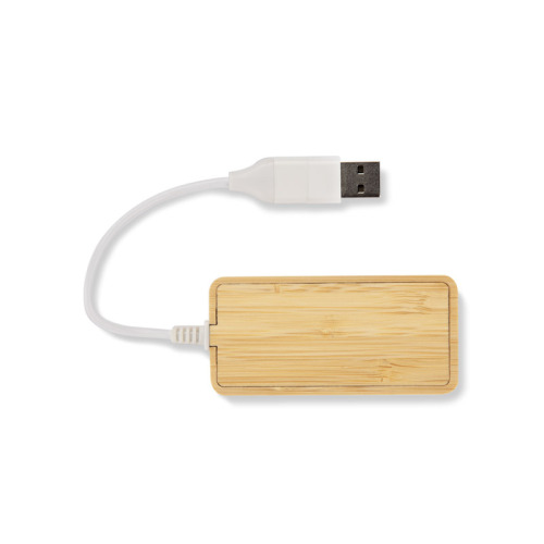 Rozdzielacz bambusowy HUB USB z wymienną wtyczką - RIVO Naturalny 09170-17 (3)