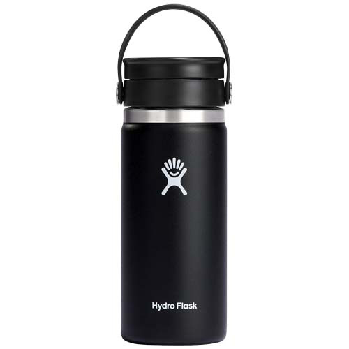 Kubek termiczny Hydro Flask Wide Mouth 473 ml ze stali nierdzewnej, z izolacją termiczną i pokrywką Flex Sip™ Czarny 10098890 (1)