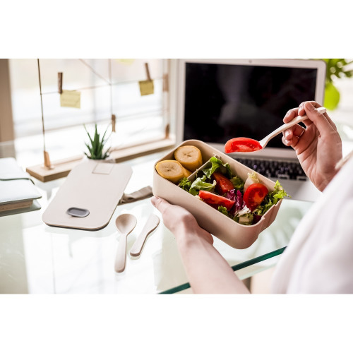 Bambusowe pudełko śniadaniowe 850 ml B'RIGHT, sztućce Neutralny V8831-00 (7)