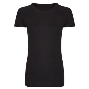 T-shirt Dopasowany Damski Bawełna z Elastanem - Black & Black