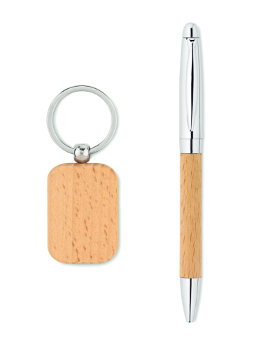 Zestaw - brelok i długopis drewna MO9775-40 (4)